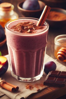 Plums in chocolate smoothie